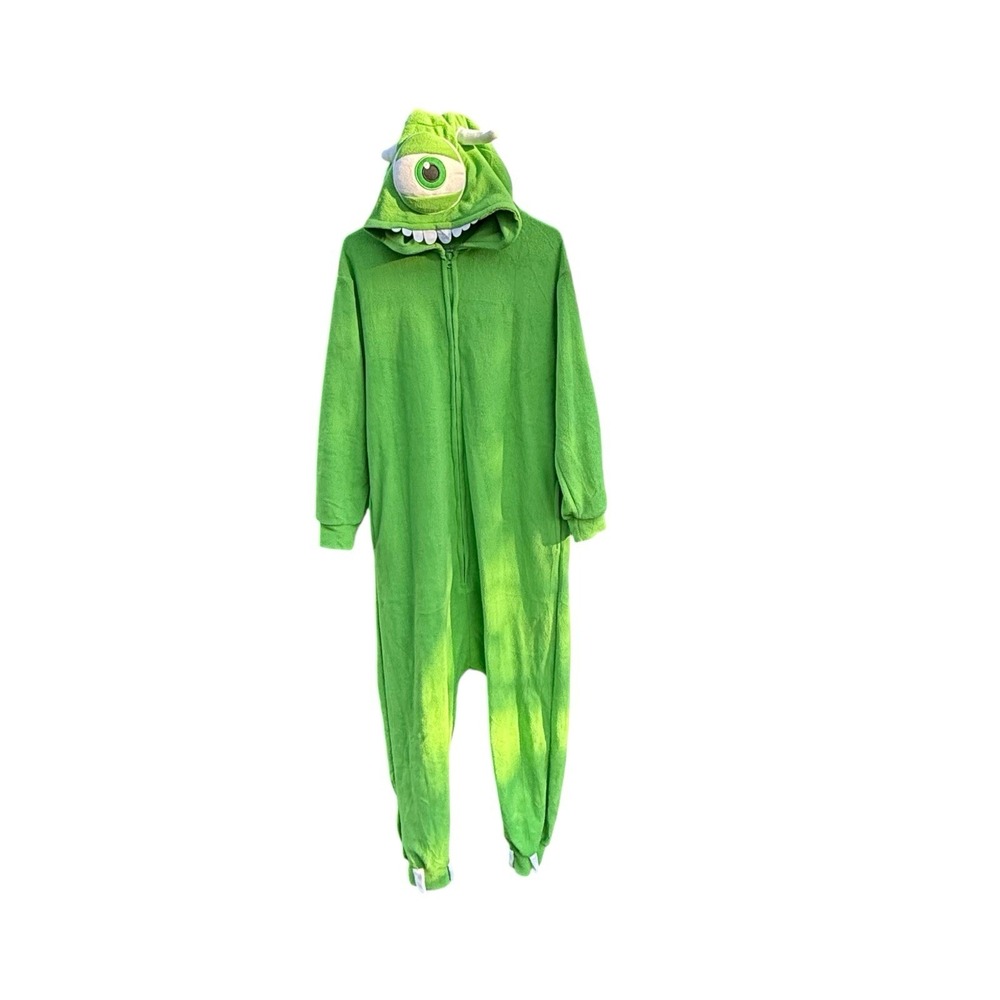 Monster's Inc Mike Wazowski One Piece Zip Up Costume Pajama Sz Sm Adult Unisex
